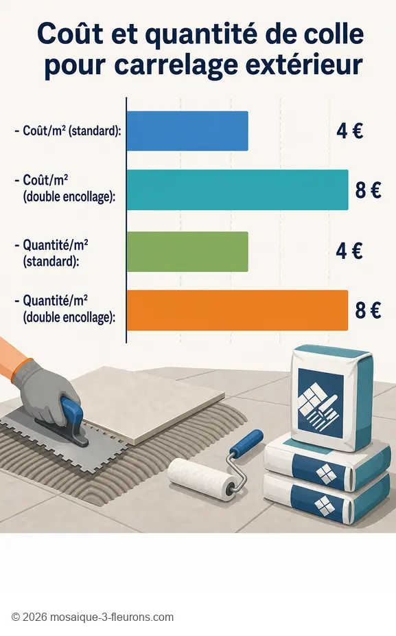 Coût et quantité de colle pour carrelage extérieur pour choisir la bonne application.