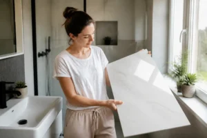Choix d'une grande idée carrelage petite salle de bain blanche et lumineuse pour agrandir l'espace.